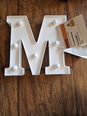 White Marquee Letter "M" LED Wall Decor